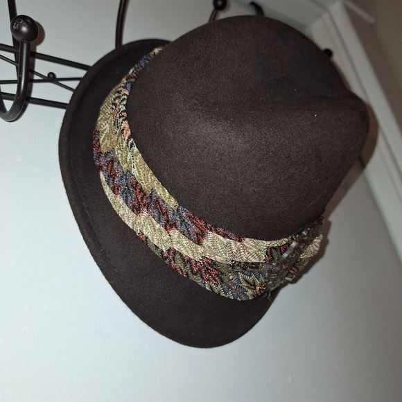 Scalo Collection Wool Hat with Attached Scarf Brown - Picture 2 of 4